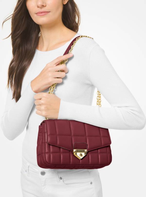 Damske Taška Cez Rameno Michael Kors SoHo Large Quilted Leather Bordove - Kabelky Michael Kors Akcia | ZMDQS-7865
